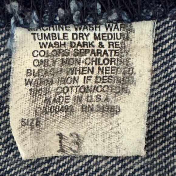 80s Vintage Lee Med Blue Denim Button Front Tapper Leg Overall Jumpsuit Size 10 - Picture 11 of 12